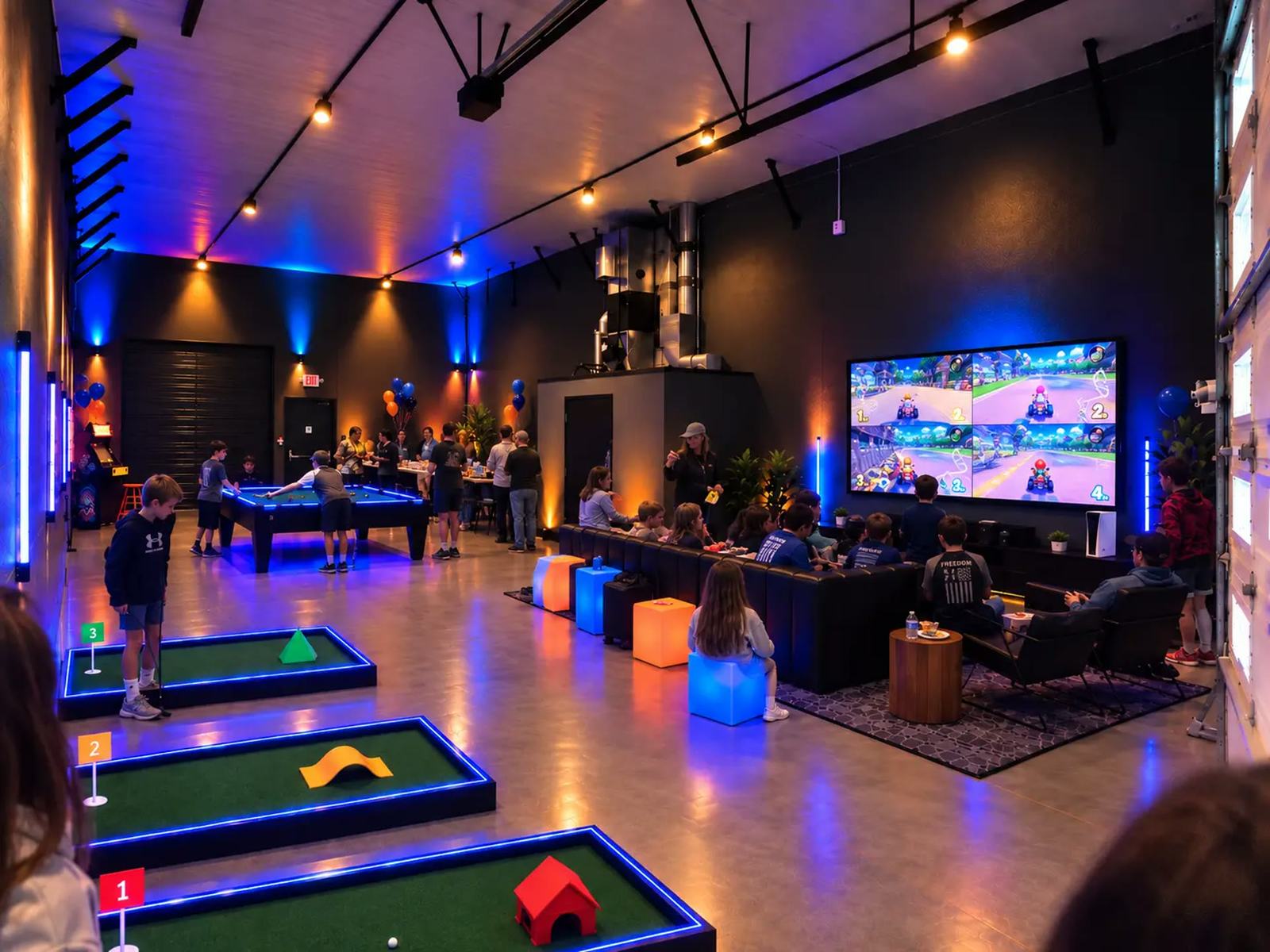 Guests playing together inside the OMAGINE room